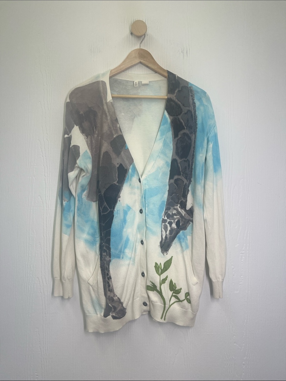 Anthropologie - Moth Tigra Colorful Giraffe Art Button Down Cardigan Size Medium - Picture 9 of 11